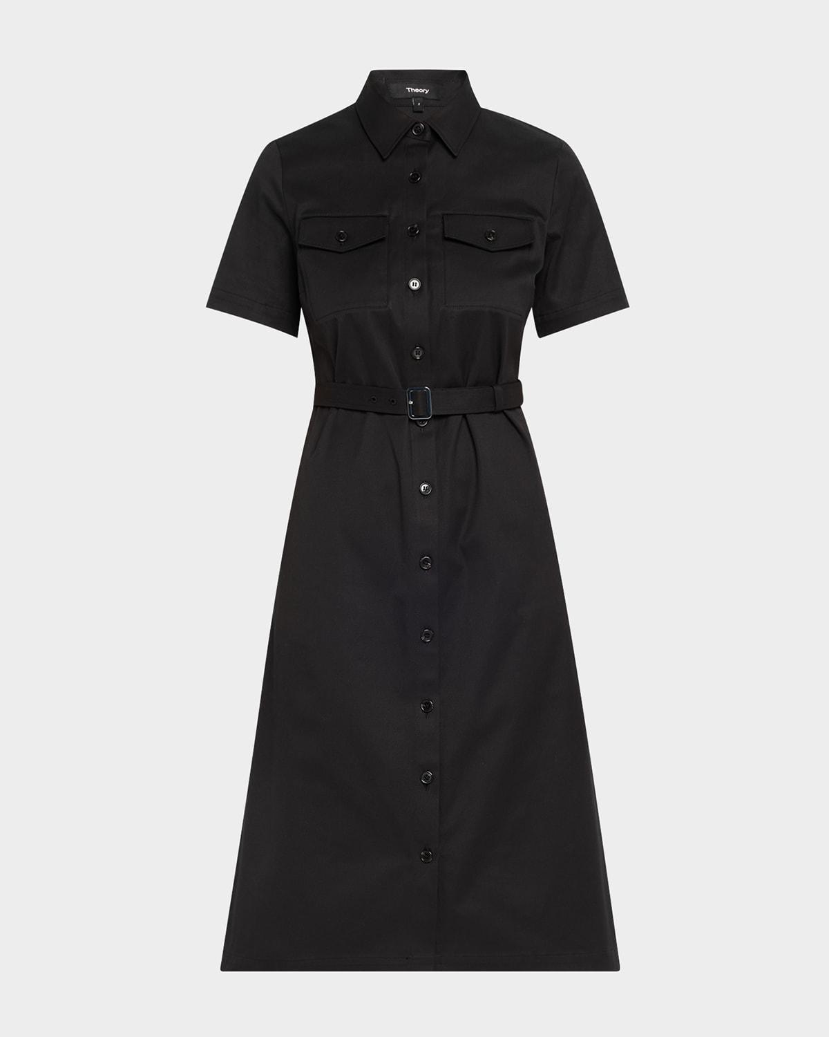 short-sleeve military chino midi dress