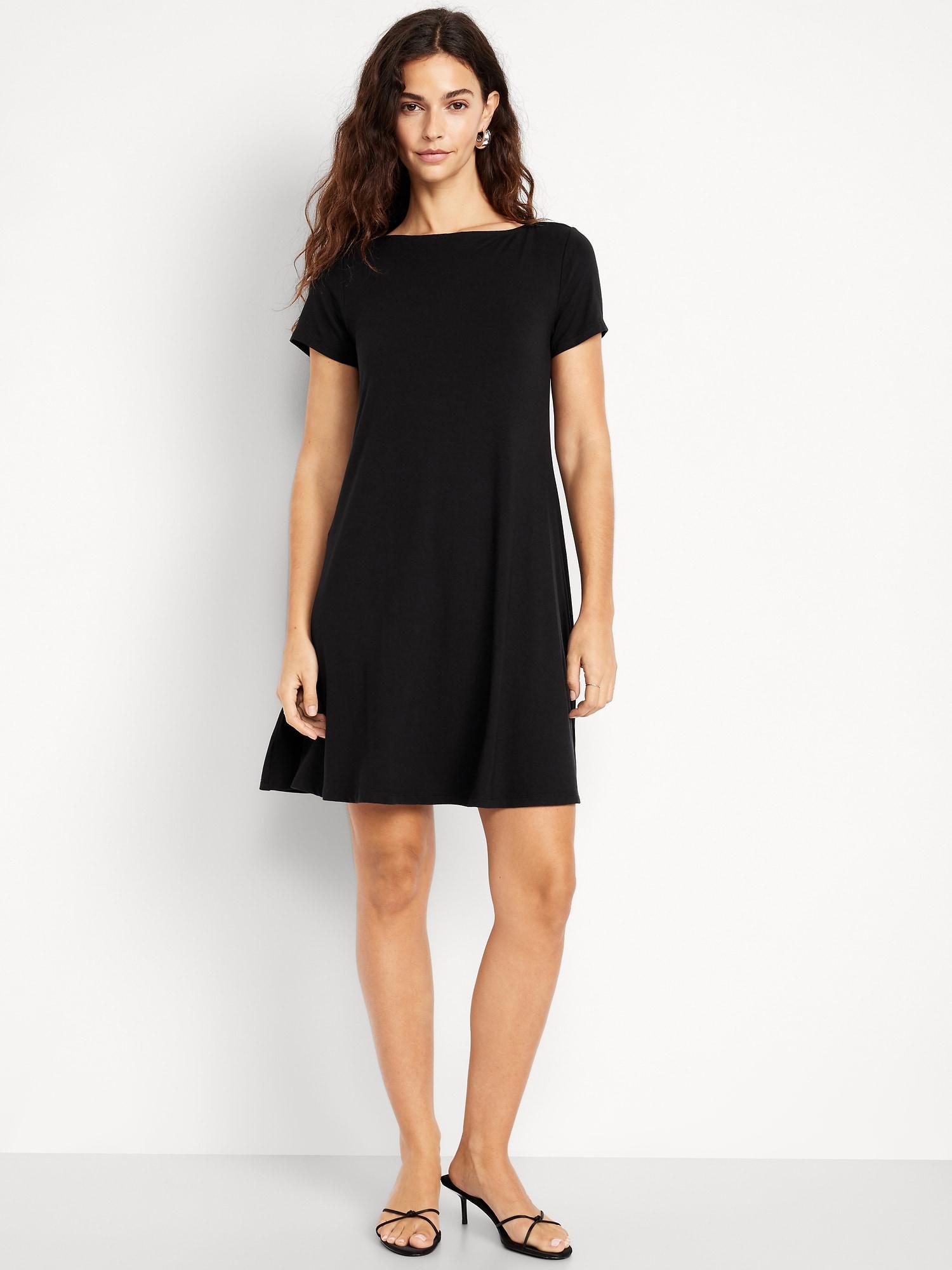 short-sleeve mini swing dress