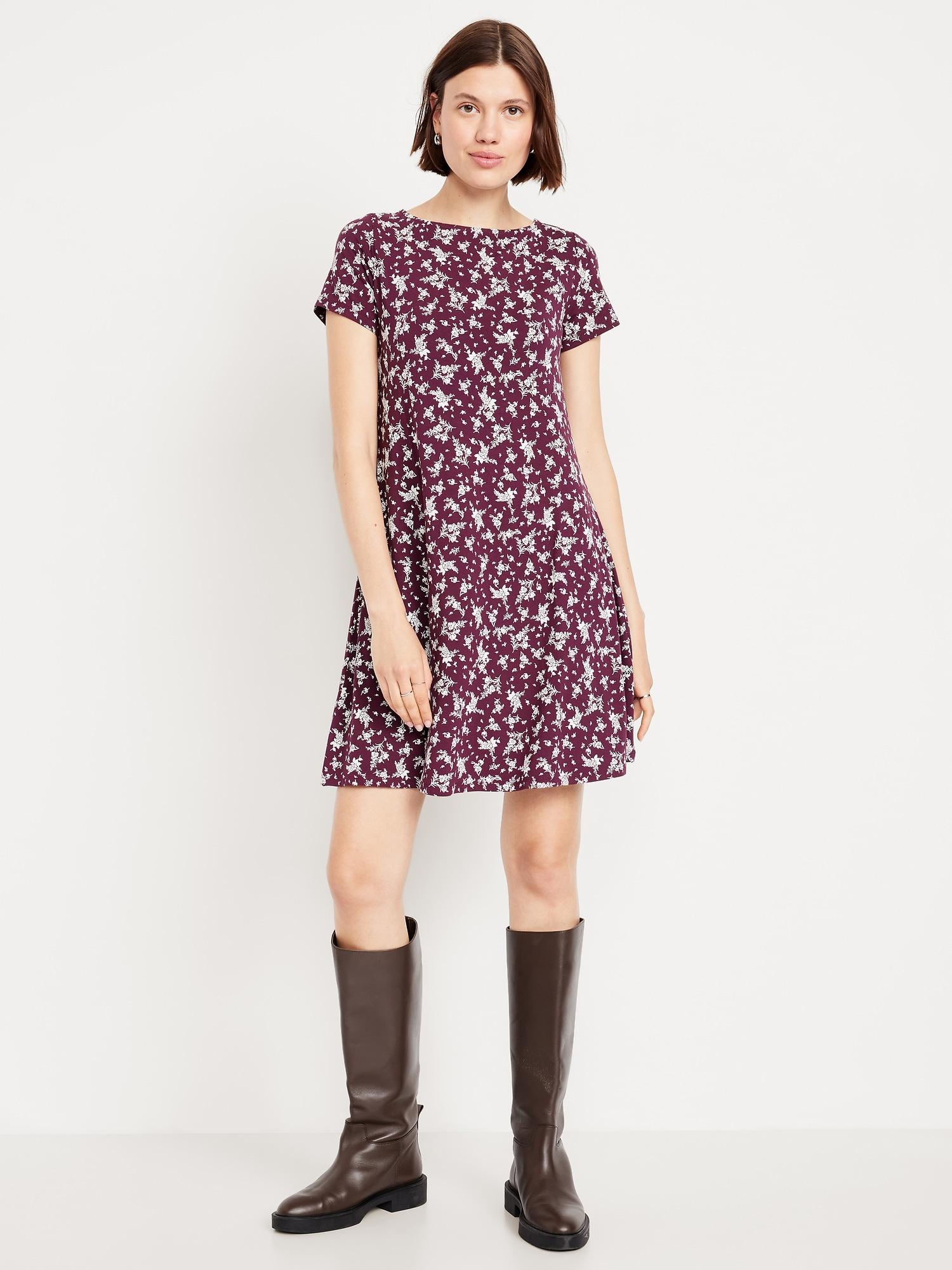 short-sleeve mini swing dress