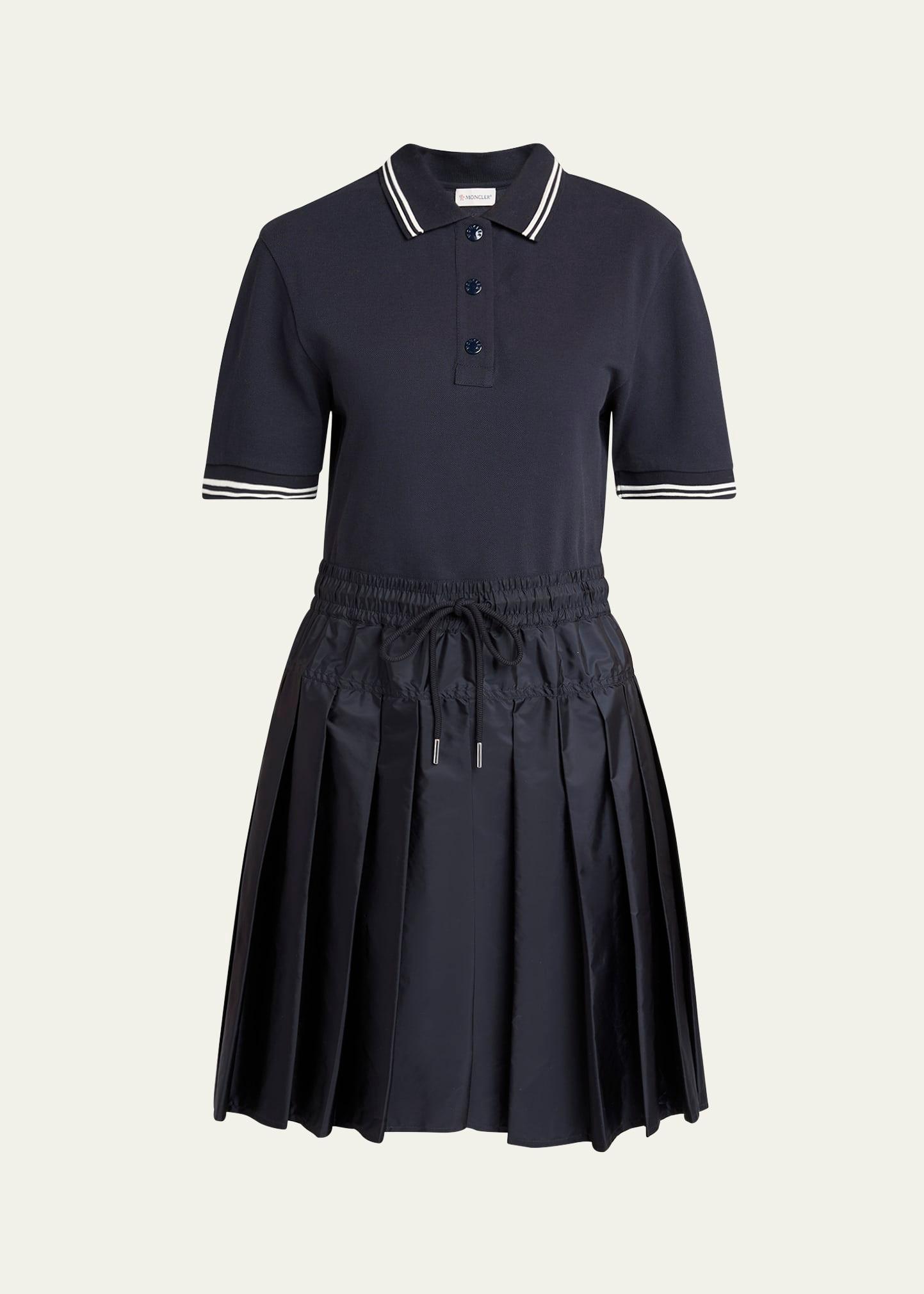 short-sleeve mixed-media polo dress