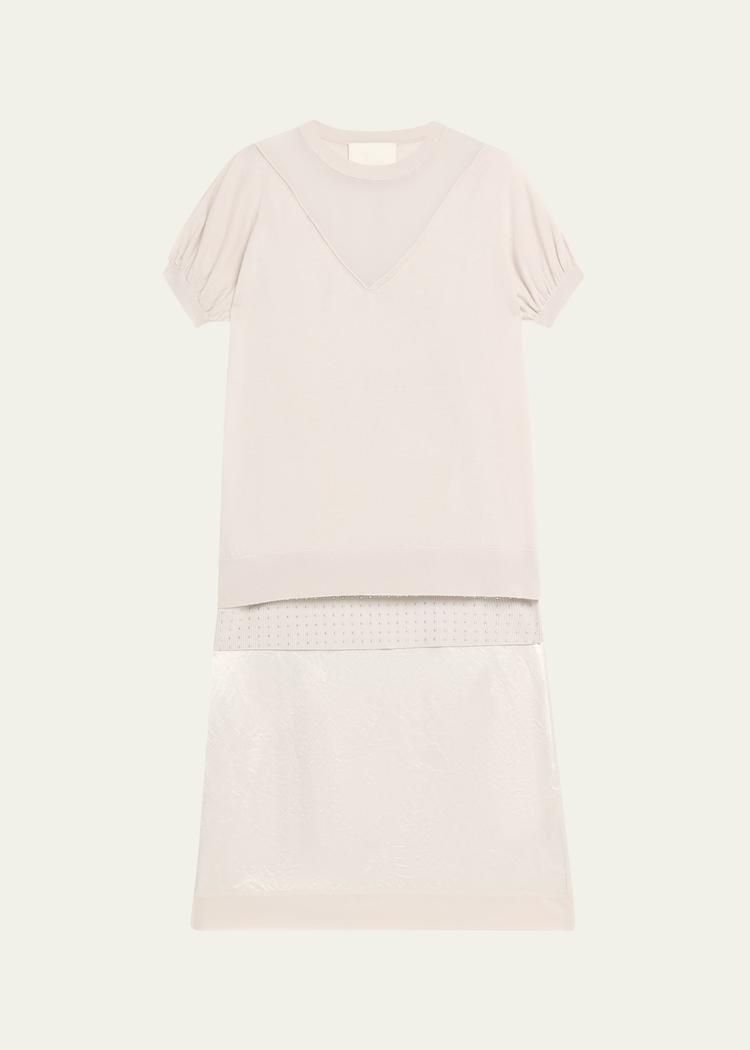 short-sleeve multi-combo midi dress