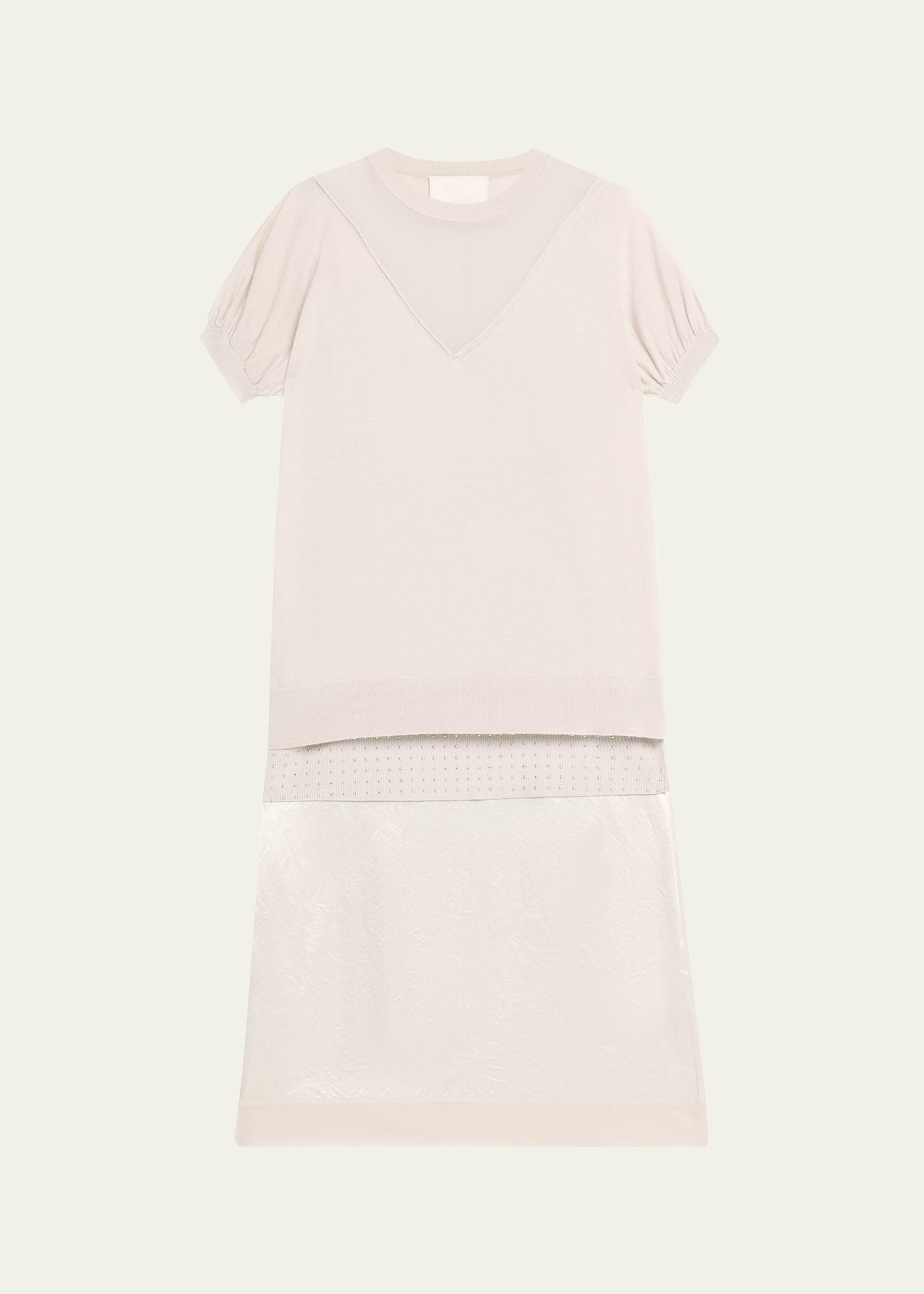short-sleeve multi-combo midi dress