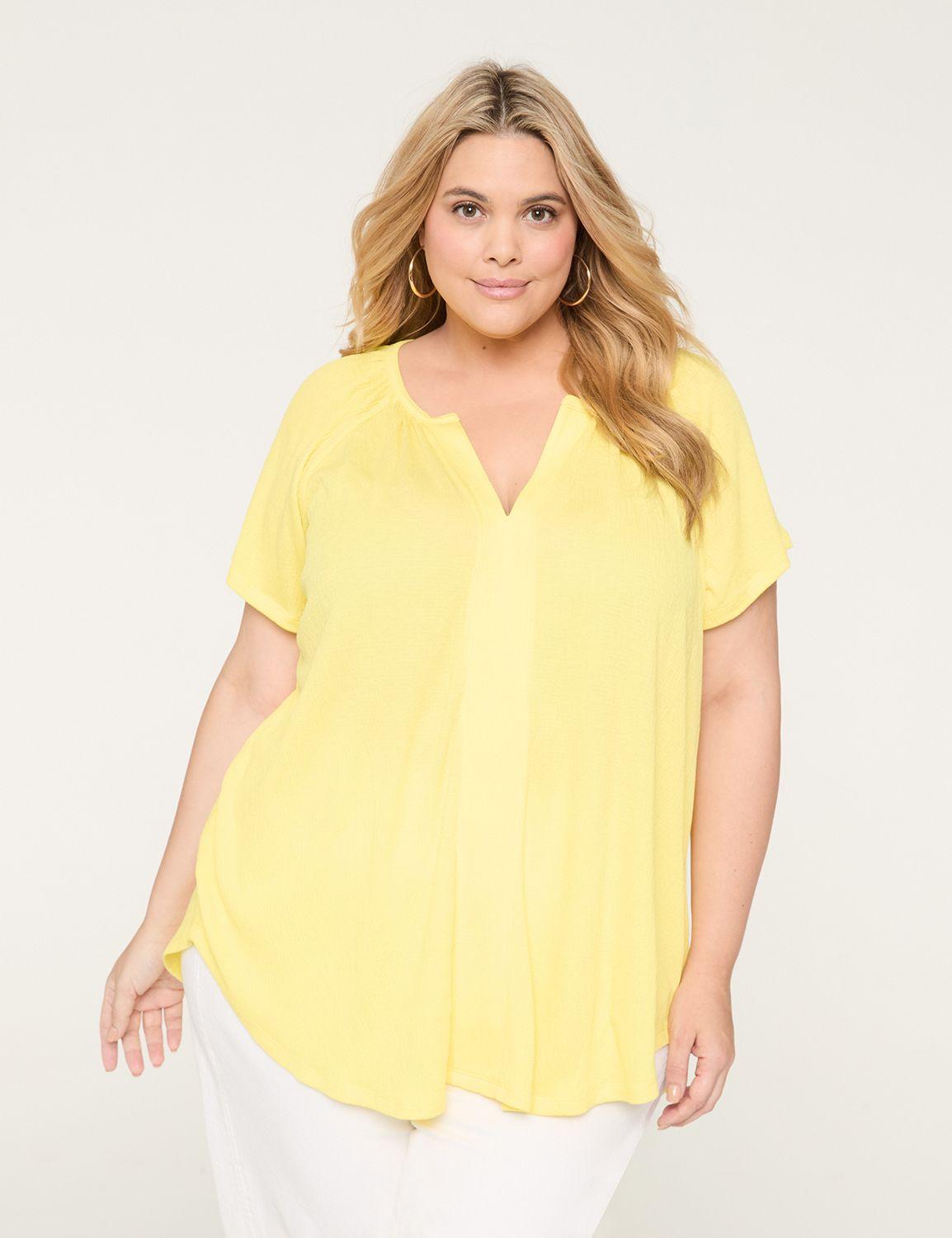short-sleeve notch-neck top