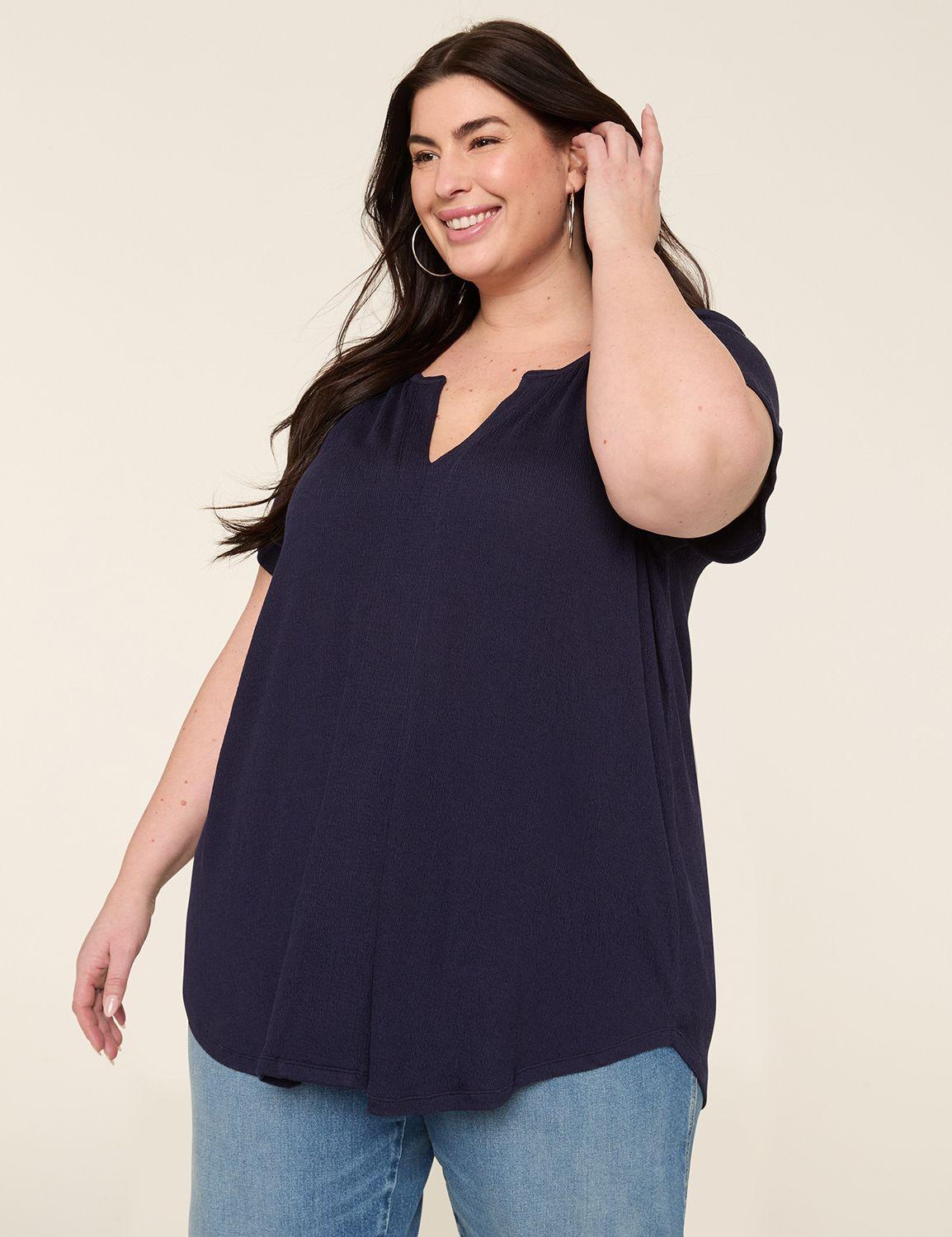 short-sleeve notch-neck top