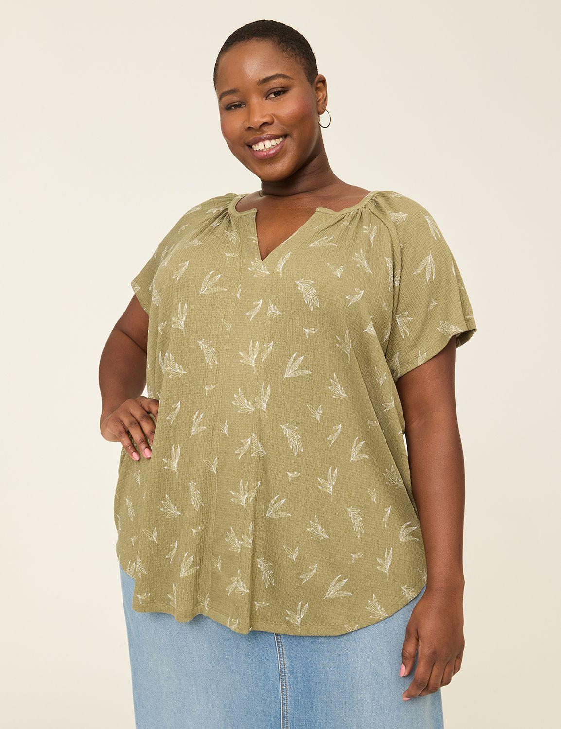 short-sleeve notch-neck top