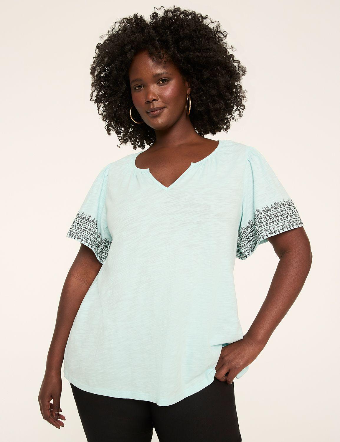 short-sleeve notch-neck top