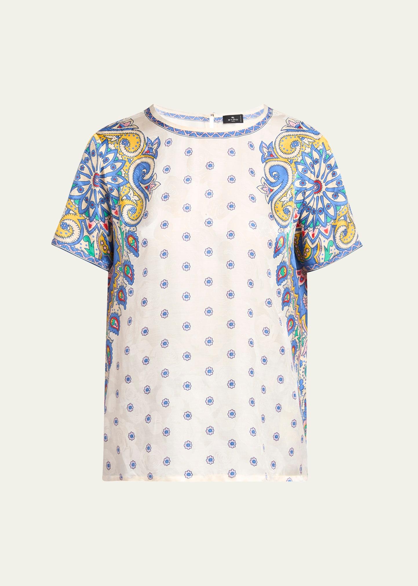 short-sleeve paisley-print top
