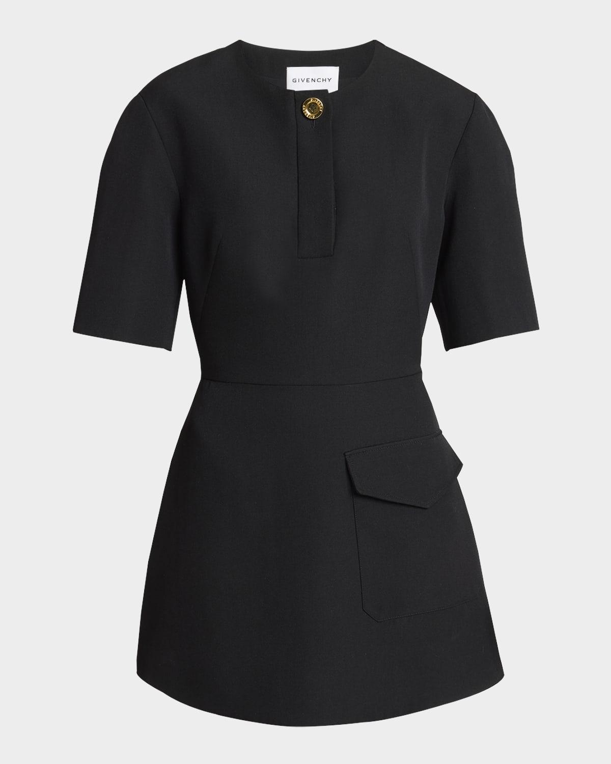 short-sleeve patch-pocket mini cocoon dress
