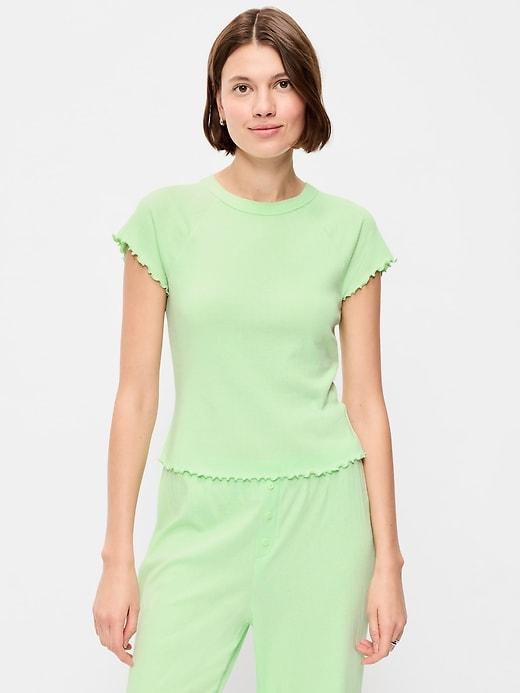 short-sleeve pointelle sleep top