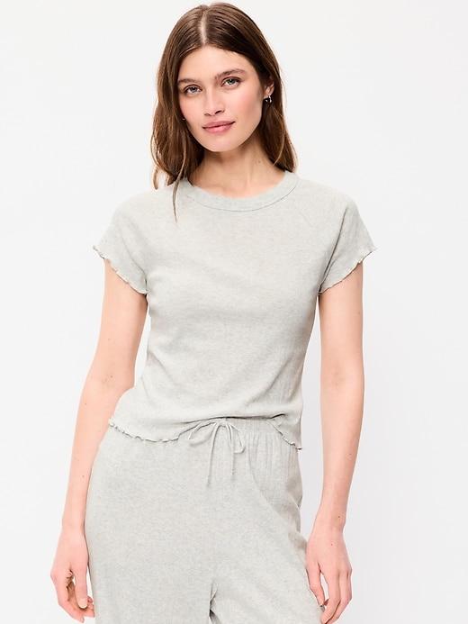 short-sleeve pointelle sleep top