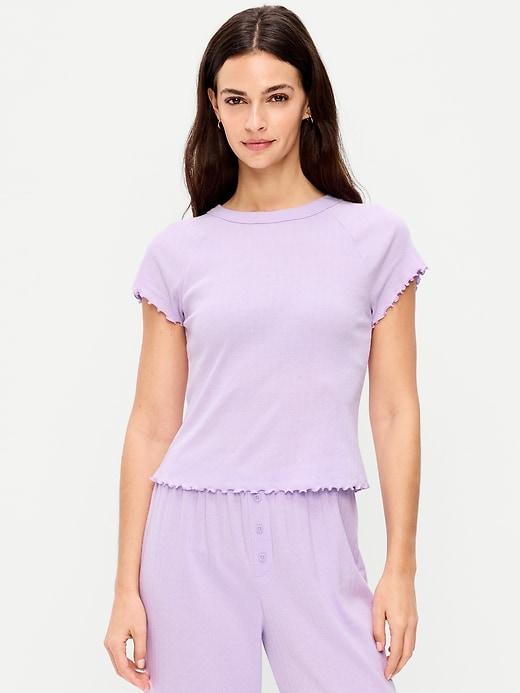 short-sleeve pointelle sleep top