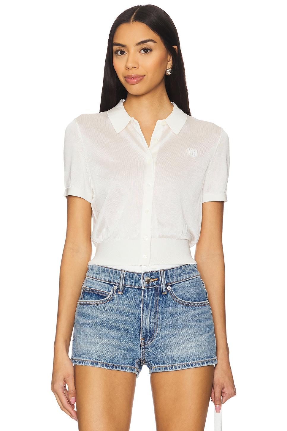 short sleeve polo cardigan with