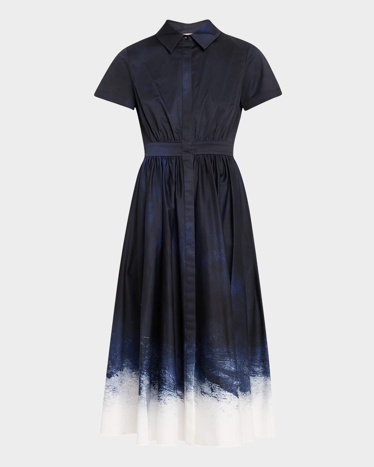 short-sleeve printed cotton shirtdress