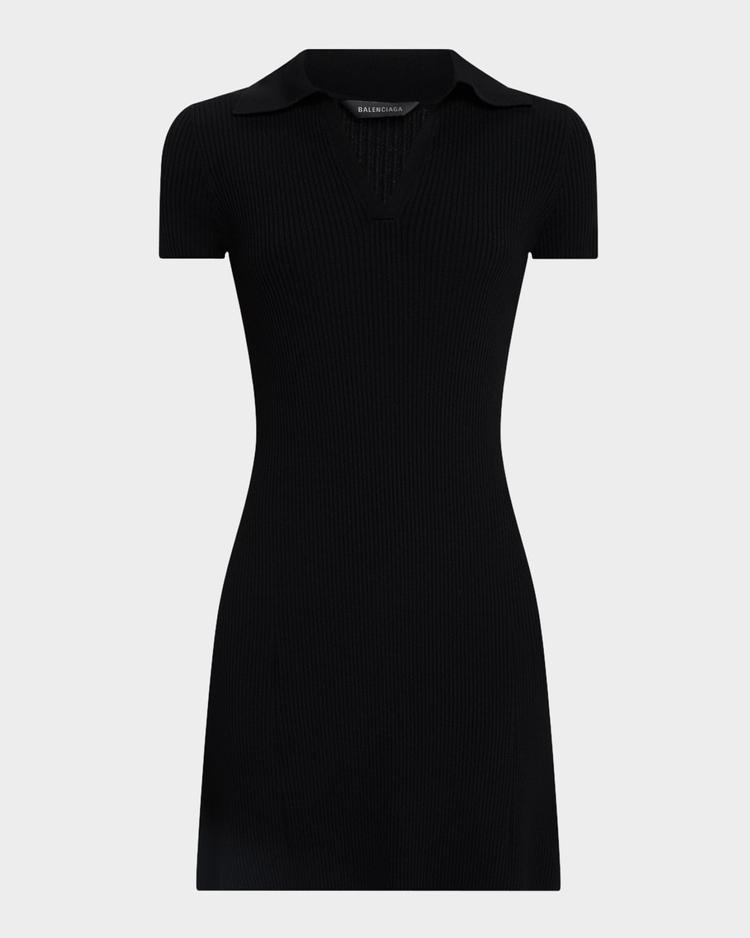 short-sleeve rib mini polo dress