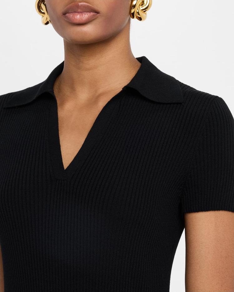 short-sleeve rib mini polo dress