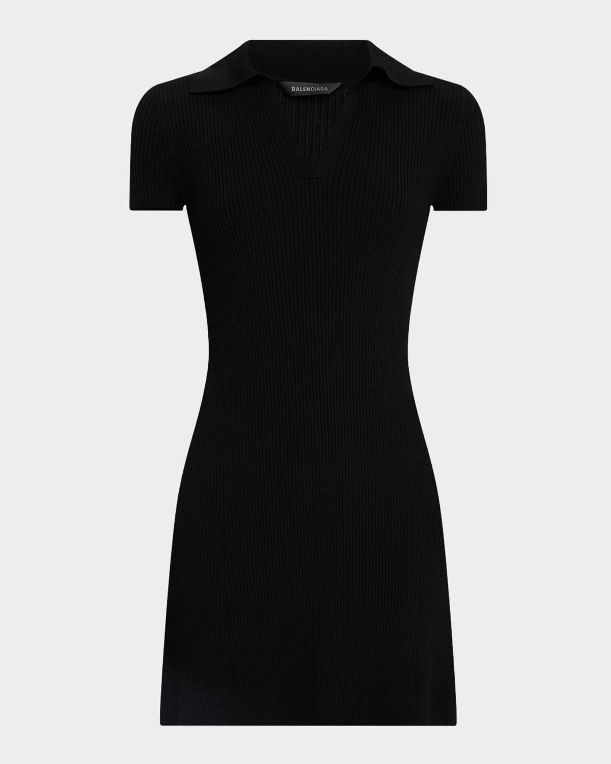 short-sleeve rib mini polo dress