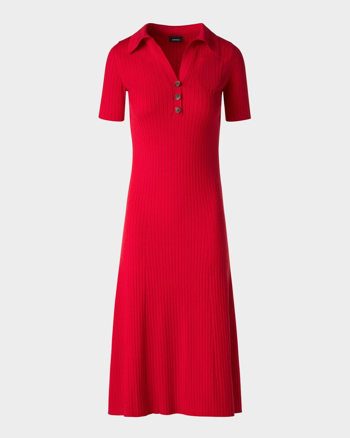 short-sleeve rib polo shirtdress