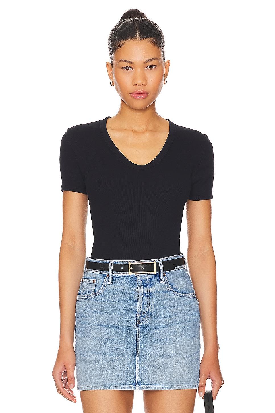 short sleeve rib u neck