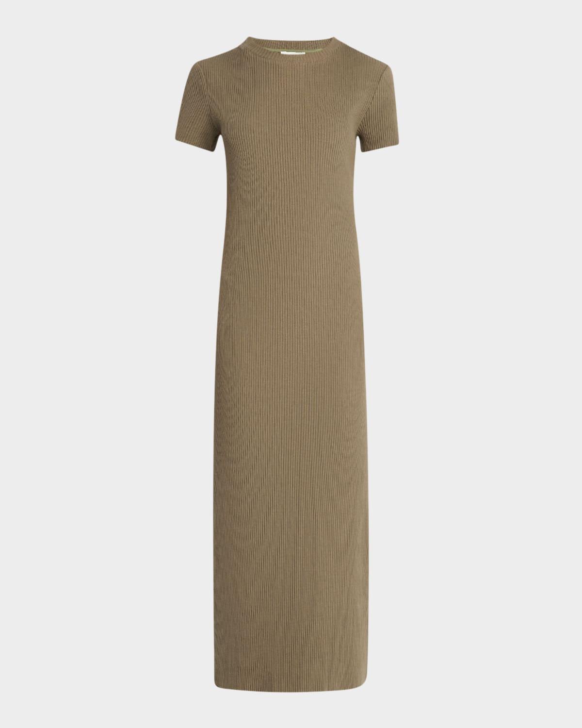 short-sleeve ribbed midi dress