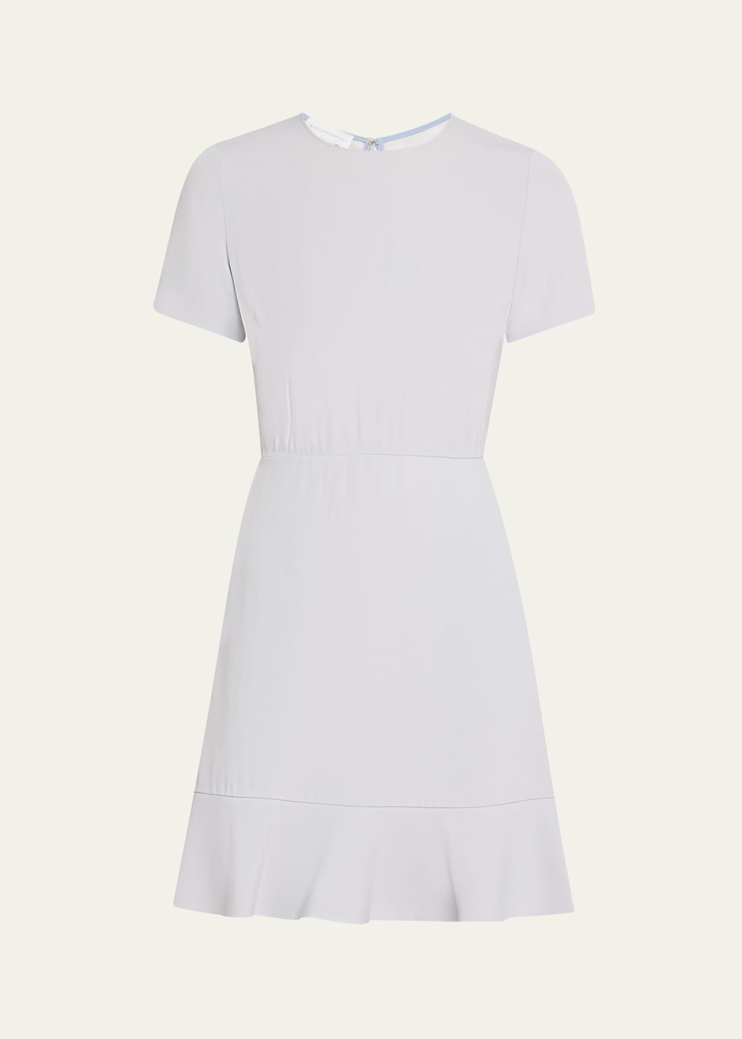 short-sleeve ruffle-hem mini dress