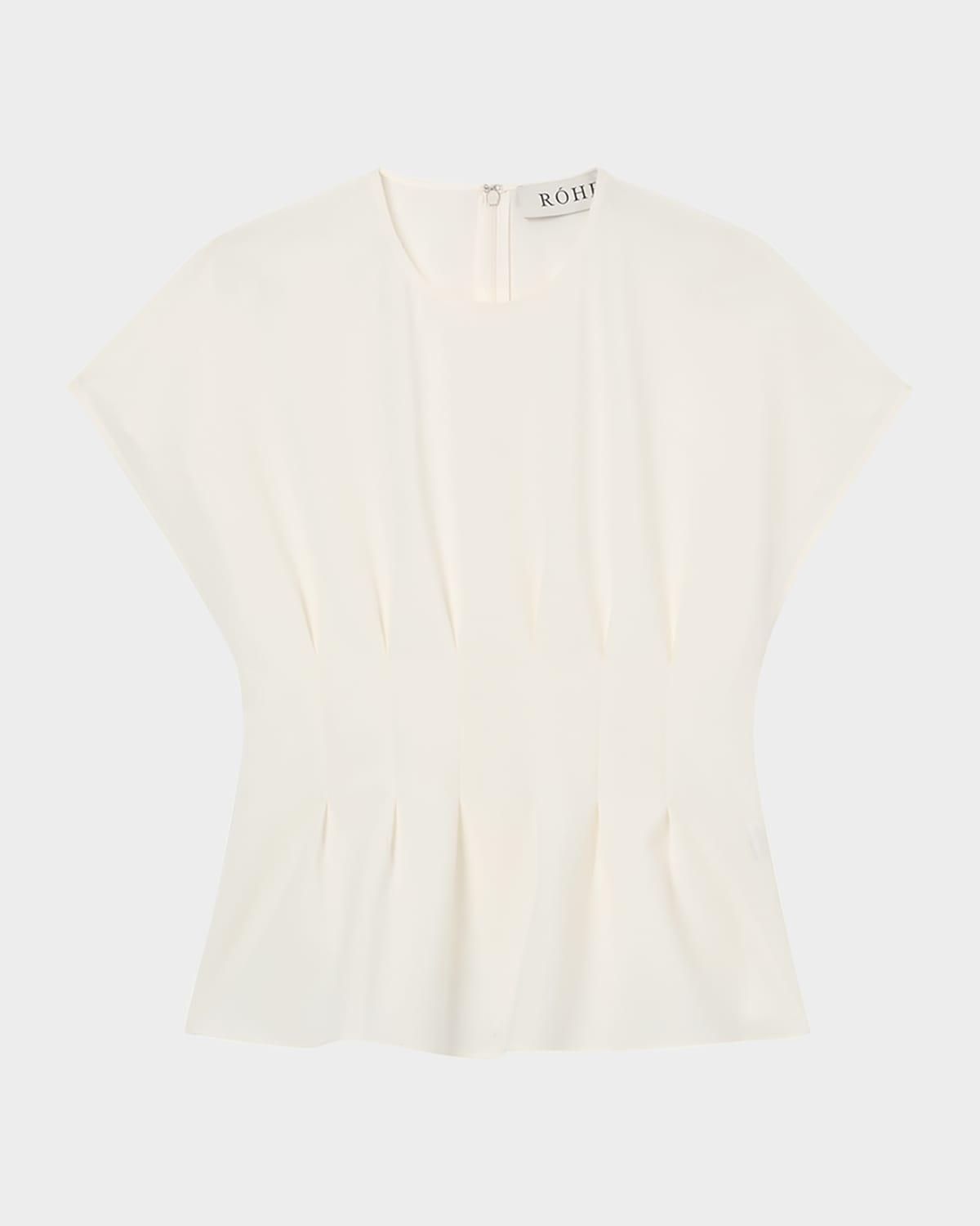 short-sleeve sculptural waisted top