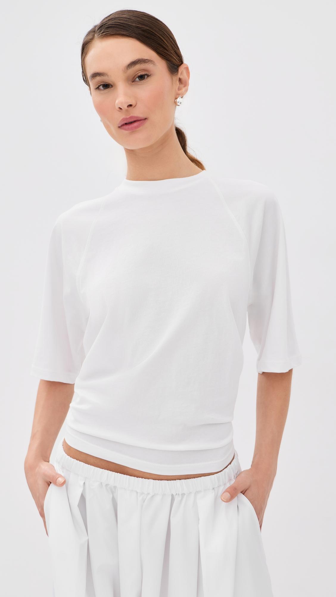 short sleeve shirred back tee
