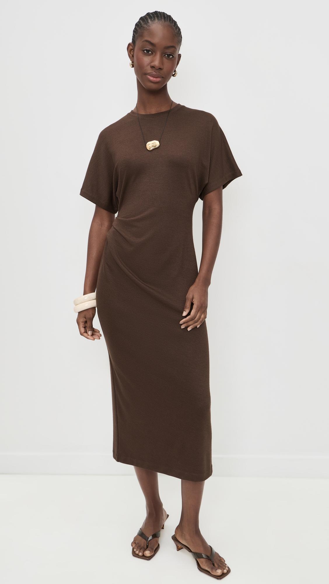 short sleeve side rouche dress