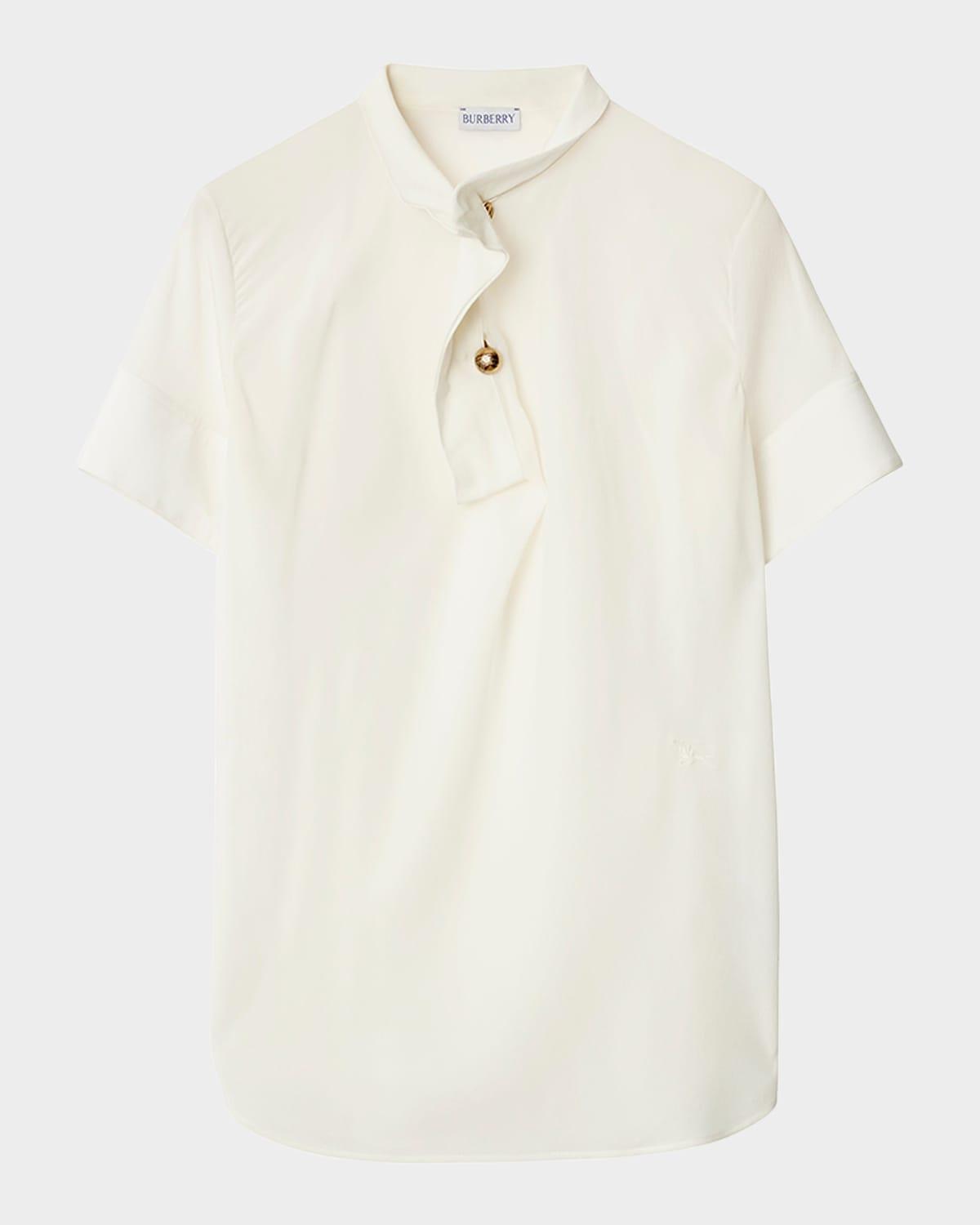 short-sleeve silk polo shirt