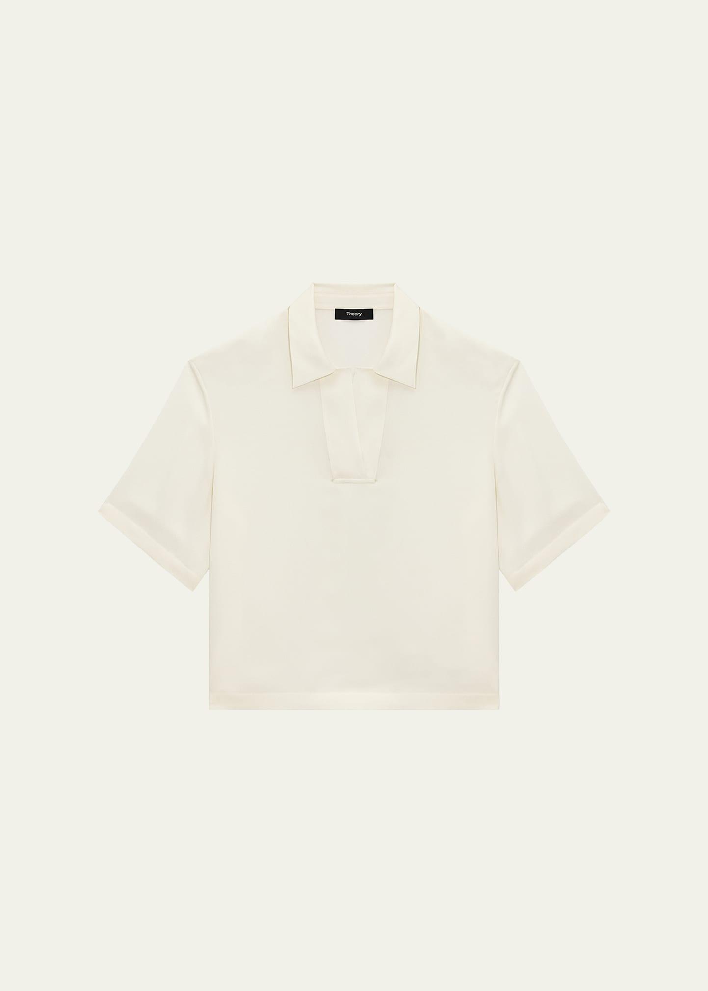 short-sleeve silk polo top