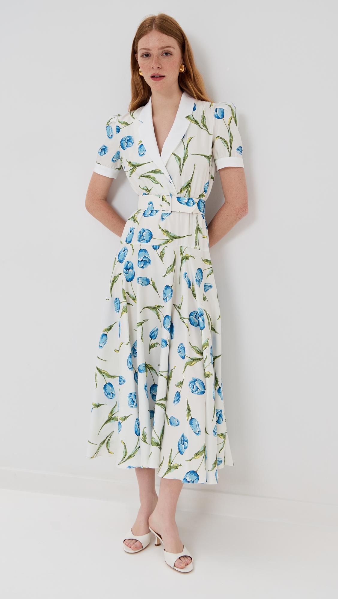 short sleeve silk twill dress