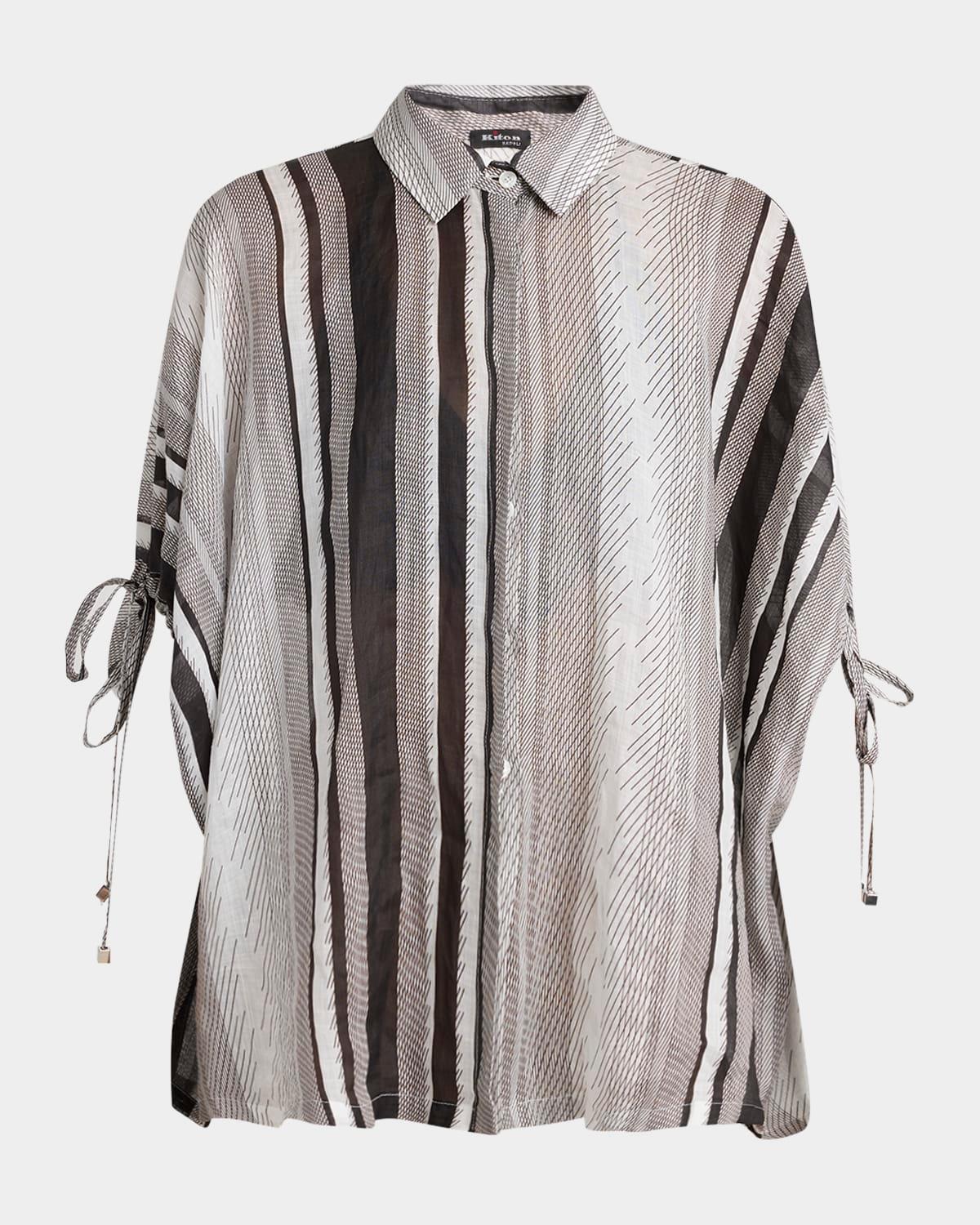 short-sleeve striped button-down shirt