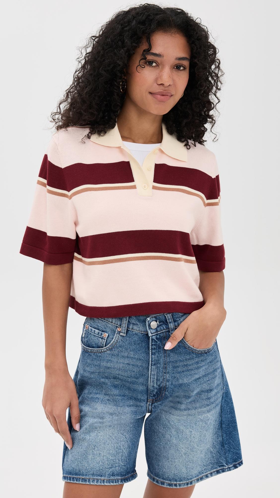 short sleeve striped polo