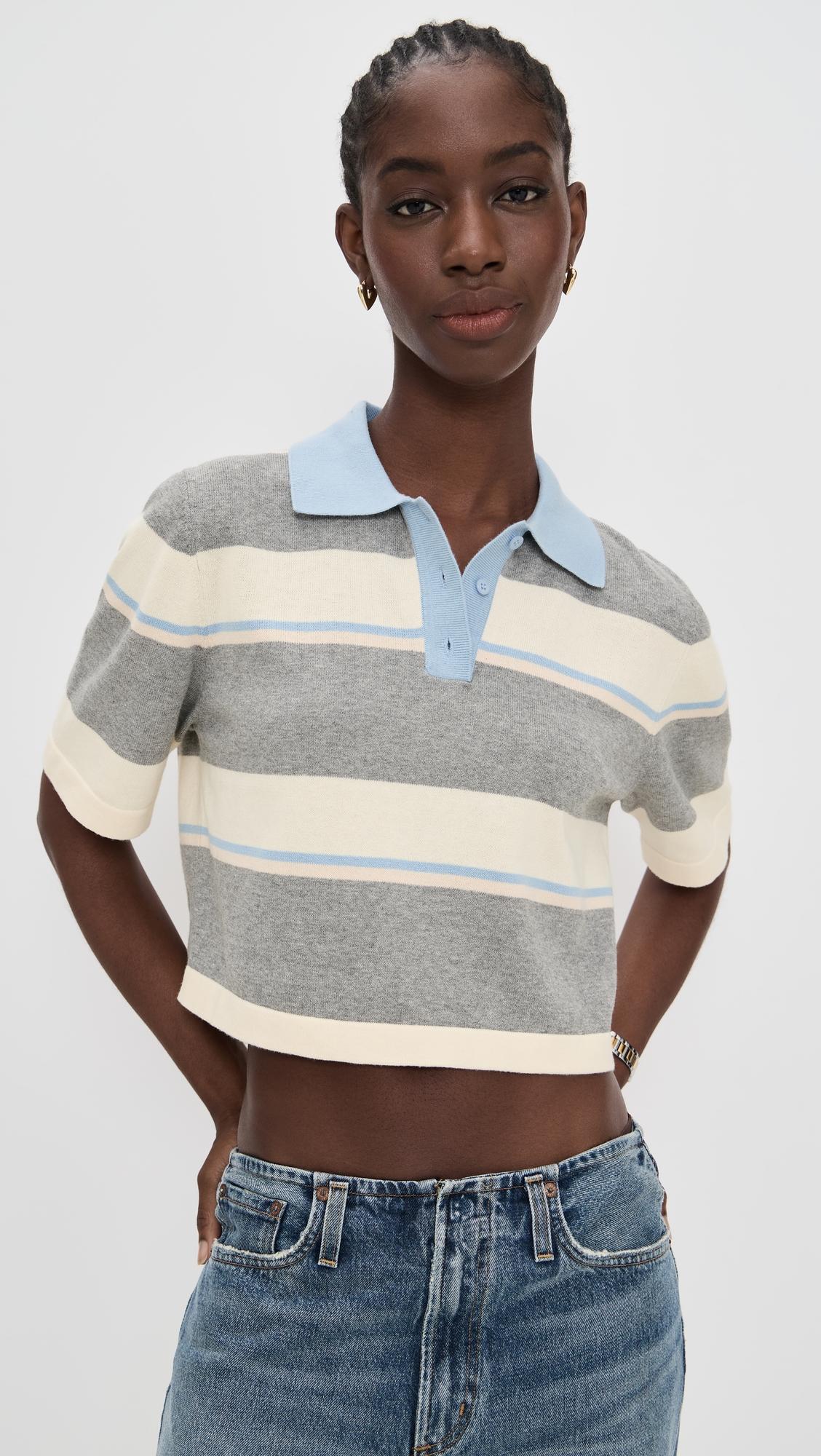 short sleeve striped polo