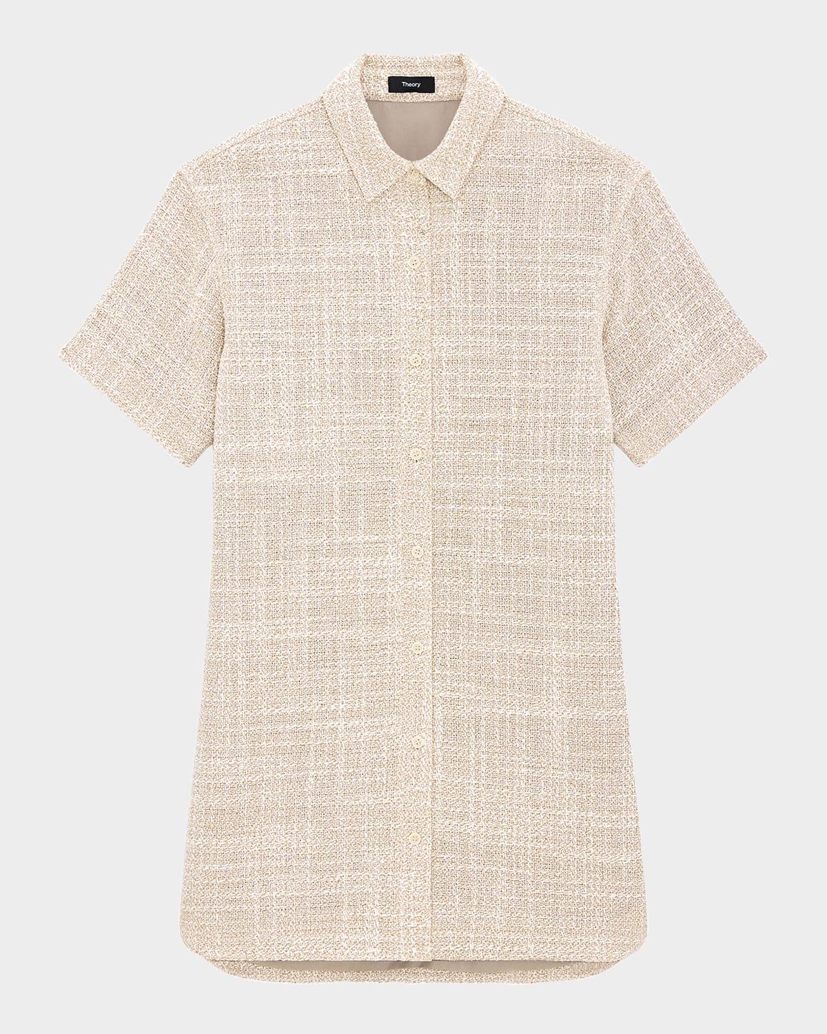 short-sleeve tweed shirtdress