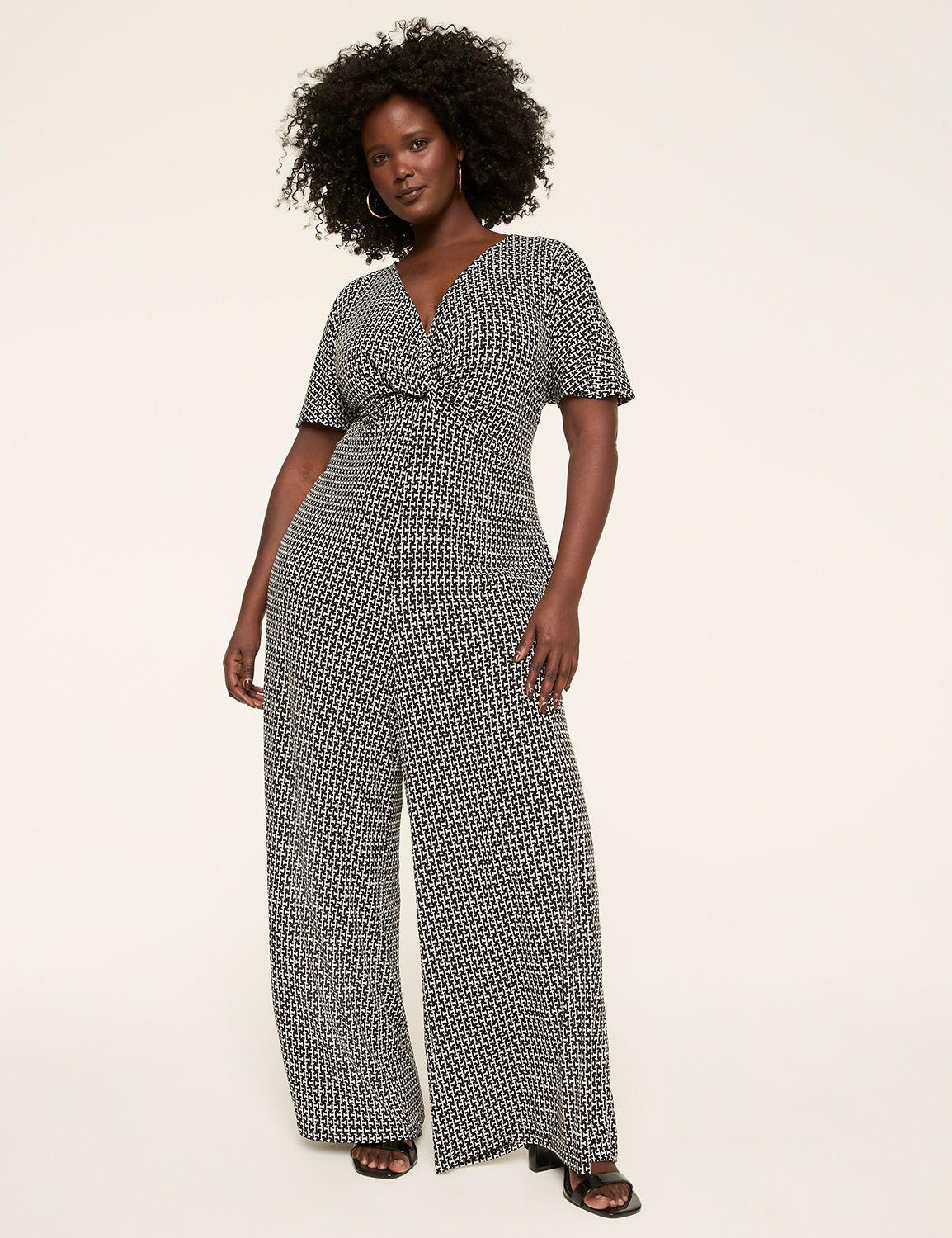 short-sleeve twist front jumpsuit