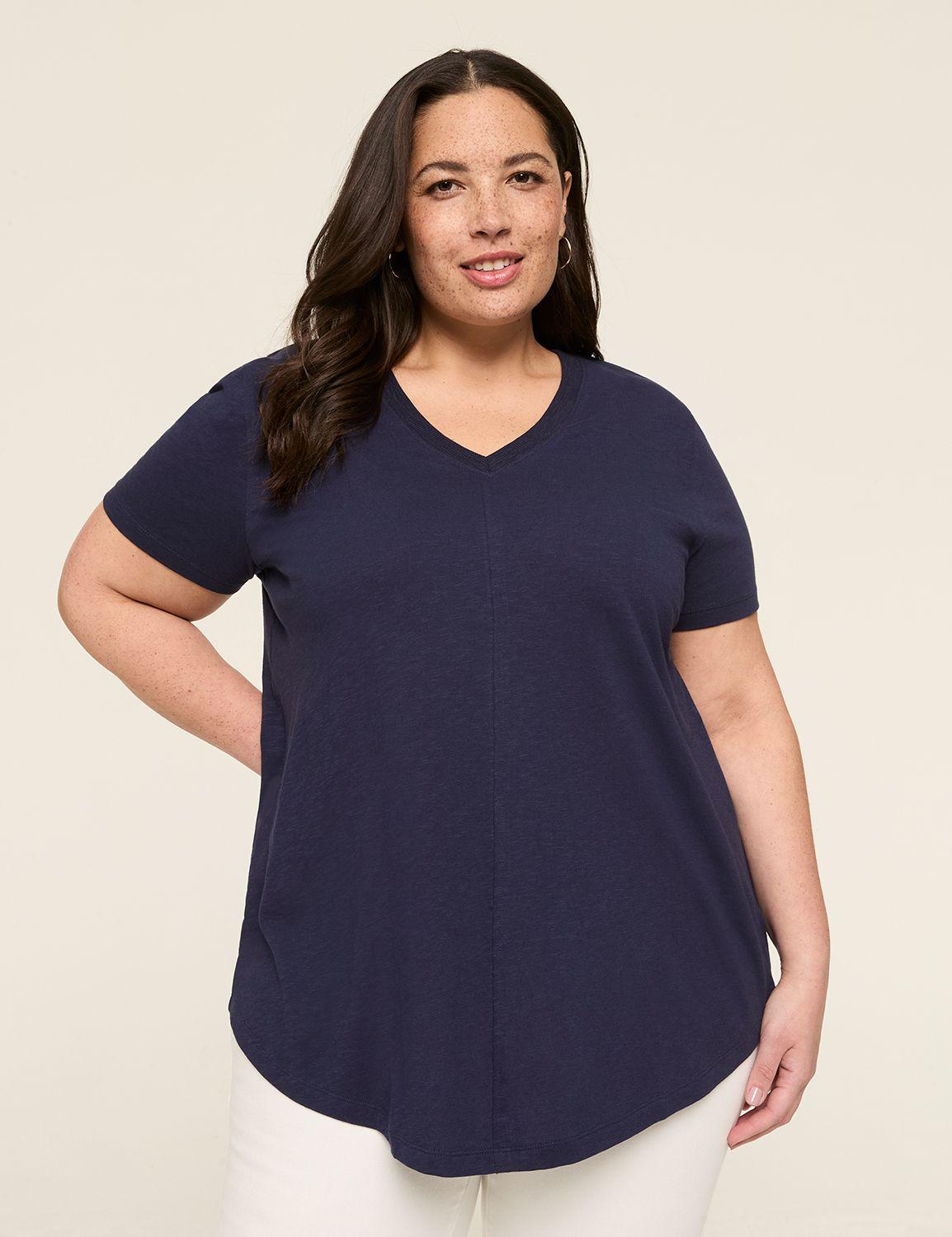 short-sleeve v-neck seamed tee