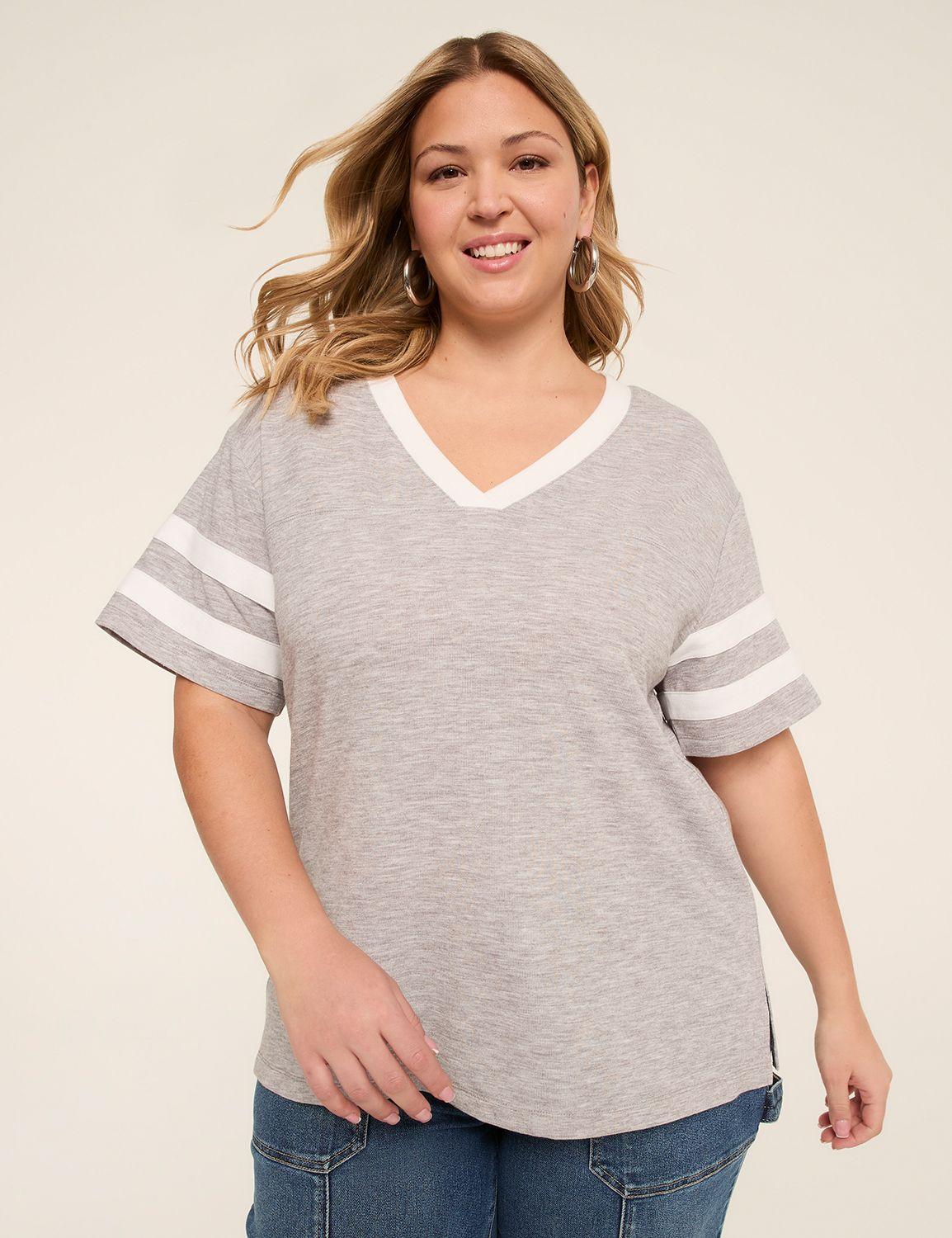 short-sleeve v-neck striped tee