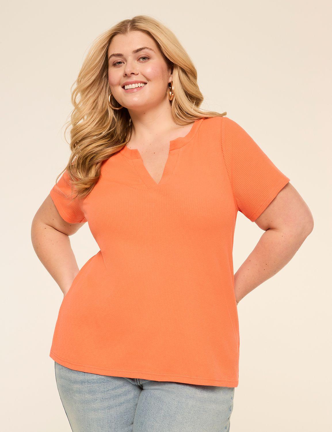 short-sleeve v-notch neck top