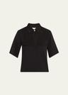 short-sleeve viscose twill blouse
