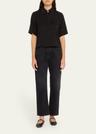 short-sleeve viscose twill blouse