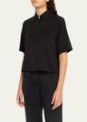 short-sleeve viscose twill blouse