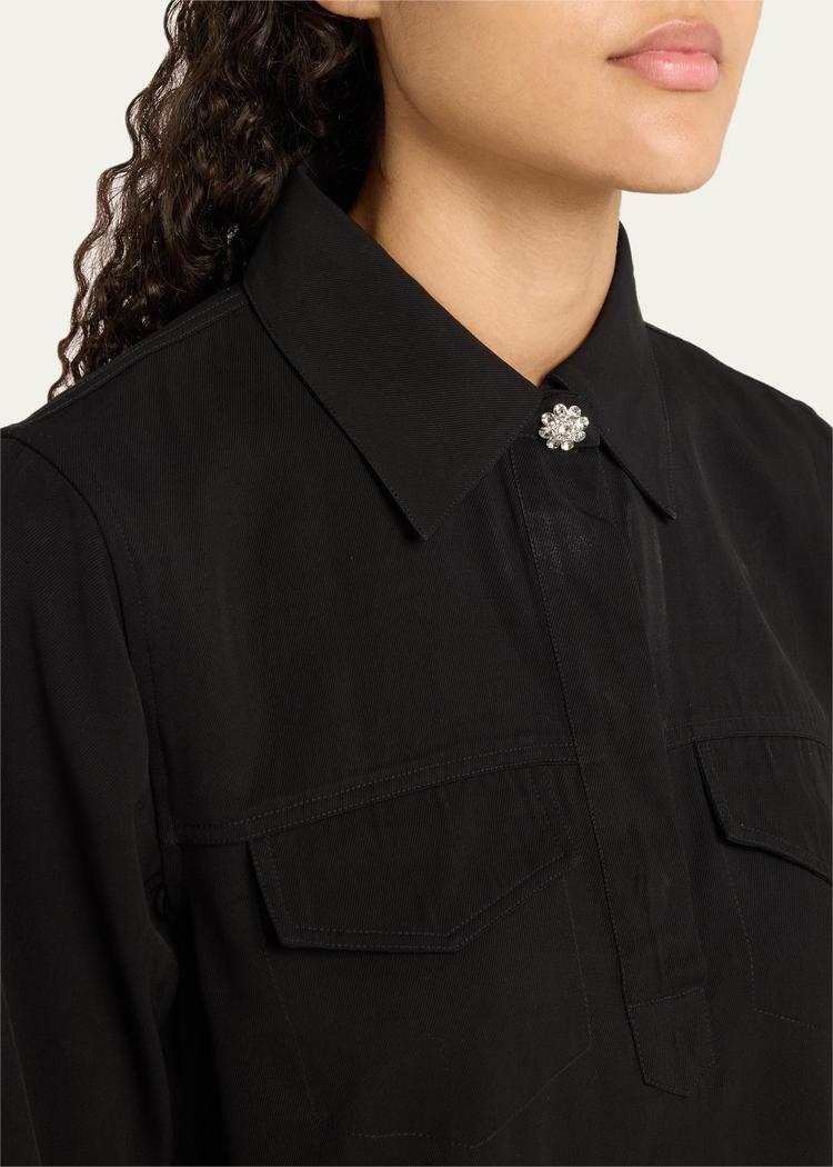 short-sleeve viscose twill blouse
