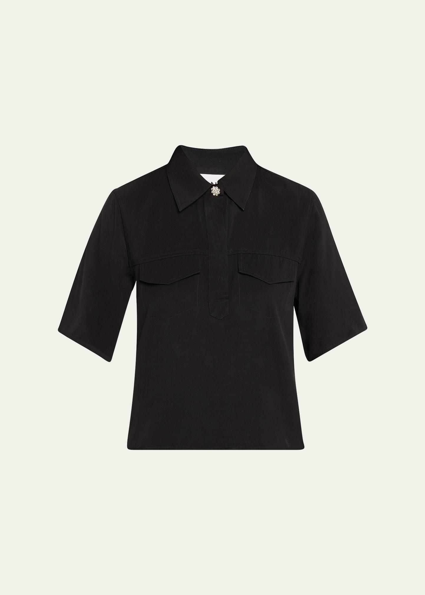 short-sleeve viscose twill blouse