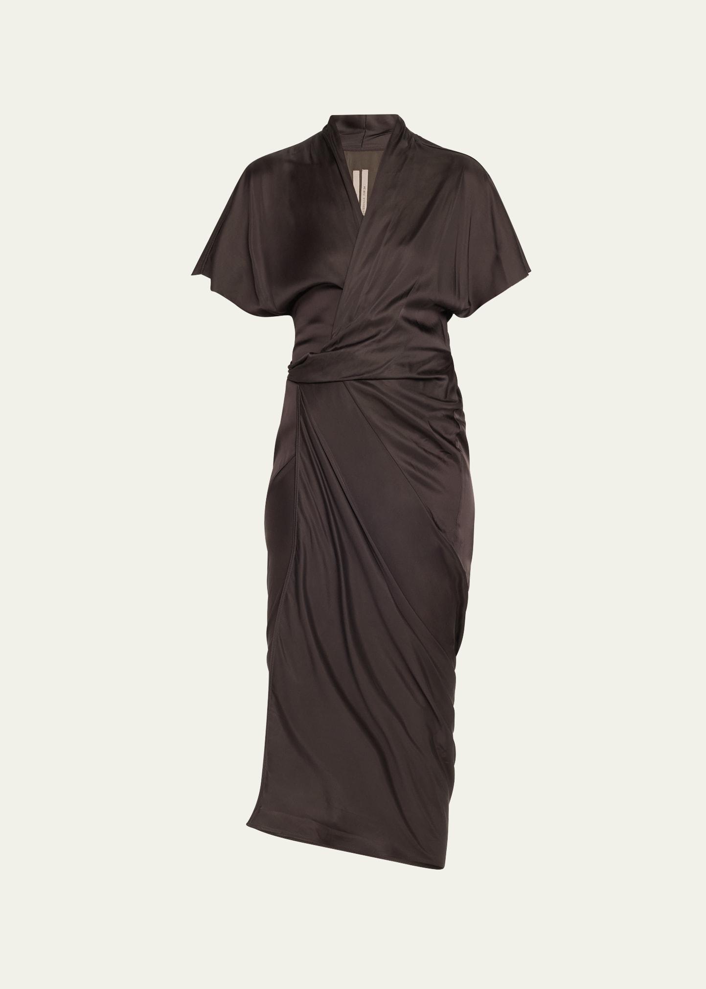 short-sleeve wrap midi dress