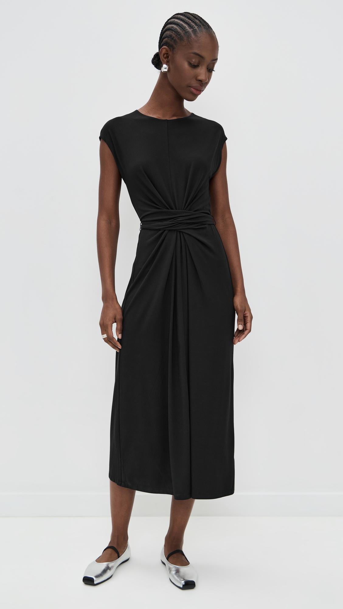 short sleeve wrap midi dress