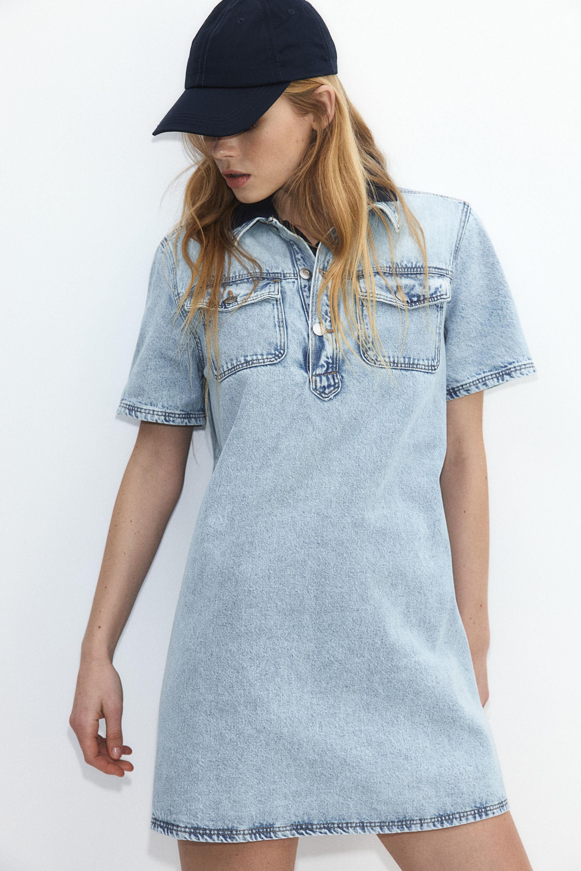 short-sleeved denim dress