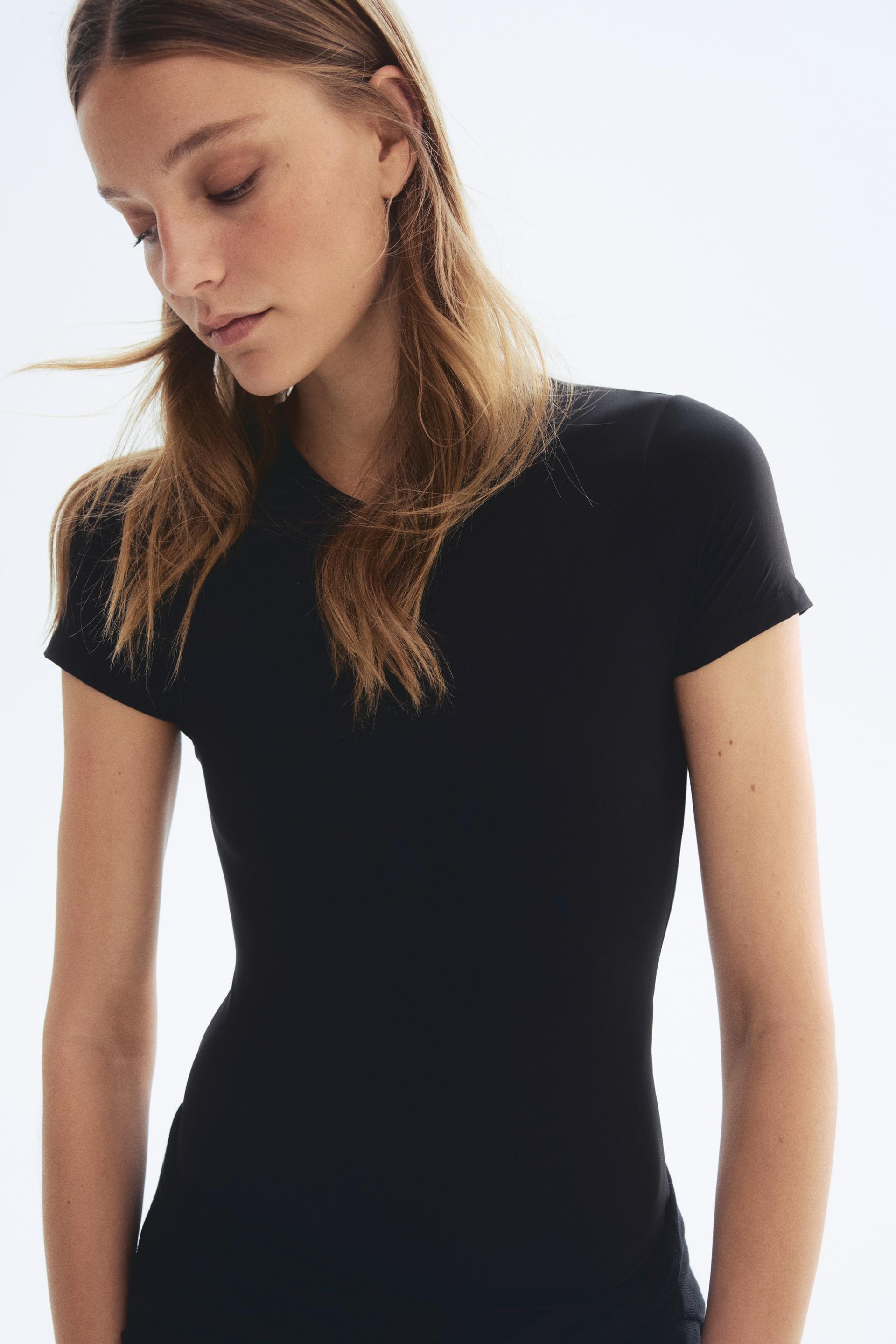short-sleeved microfiber bodysuit