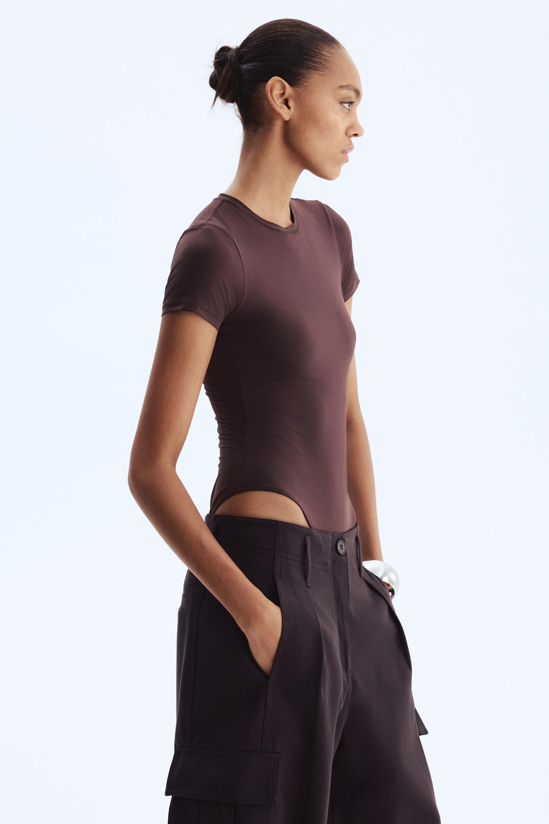 short-sleeved microfiber bodysuit