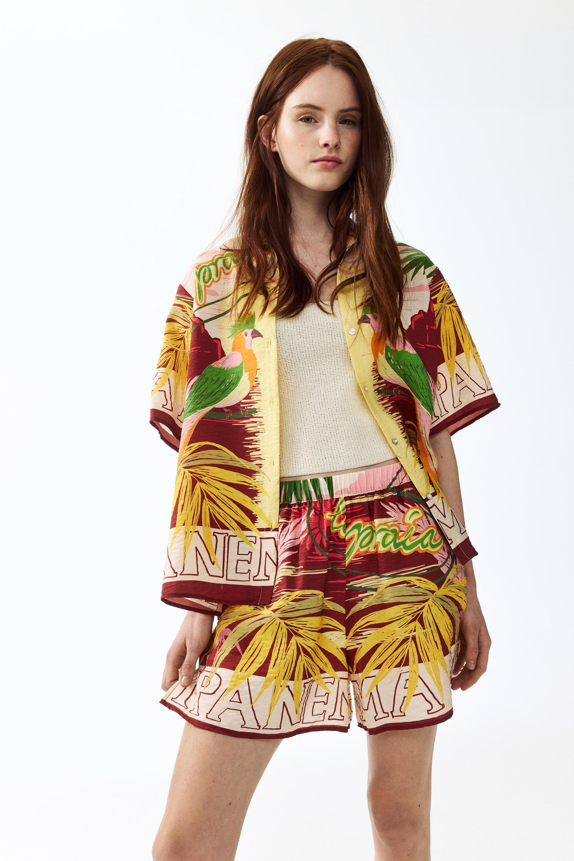 short-sleeved patterned shirt