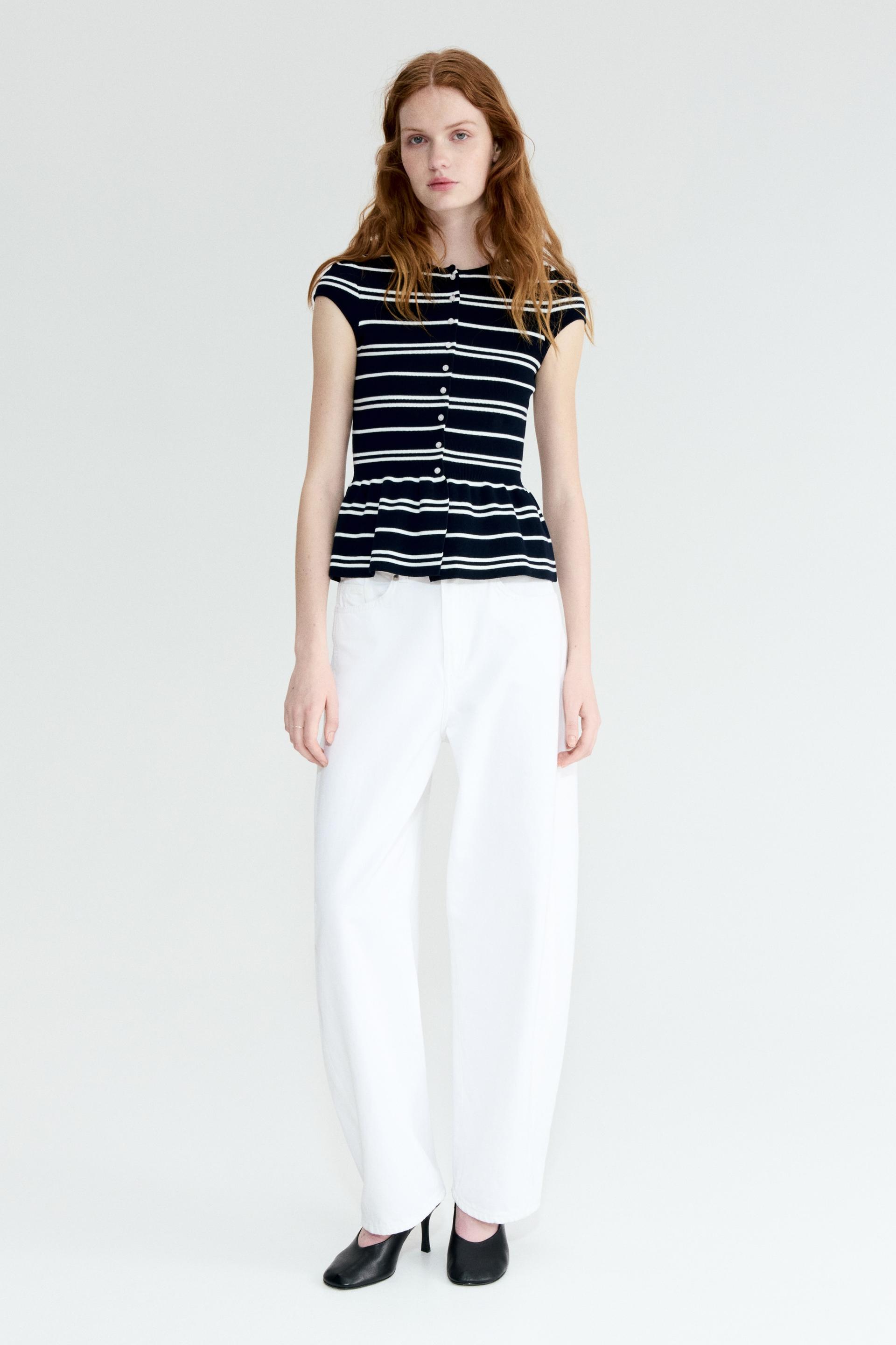 short-sleeved peplum cardigan